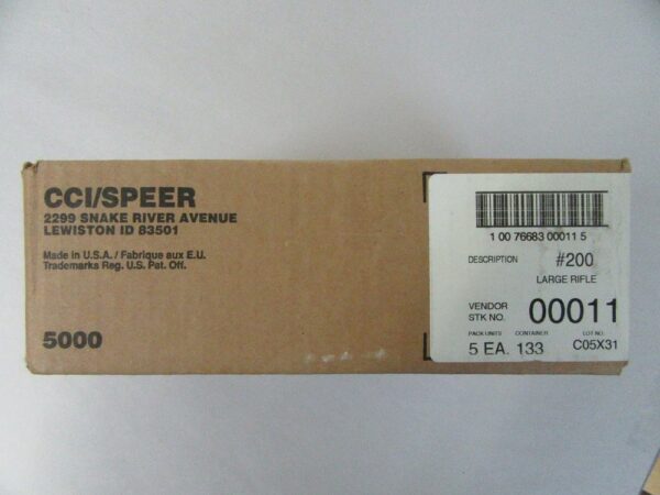 CCI - PRIMER #200 LARGE RIFLE PRIMERS 5000/BULK CASE