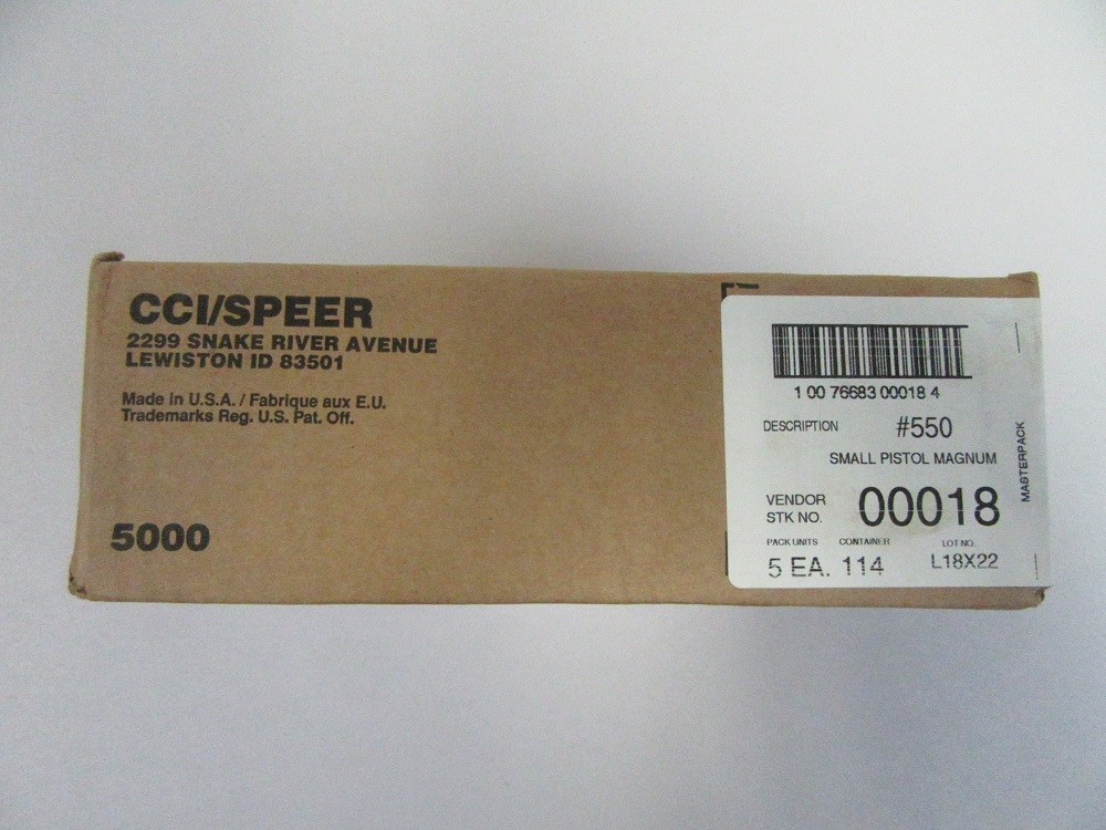 CCI - PRIMER #550 SMALL PISTOL MAG 5000/BULK CASE 1 CCI - PRIMER #550 SMALL PISTOL MAG 5000/BULK CASE