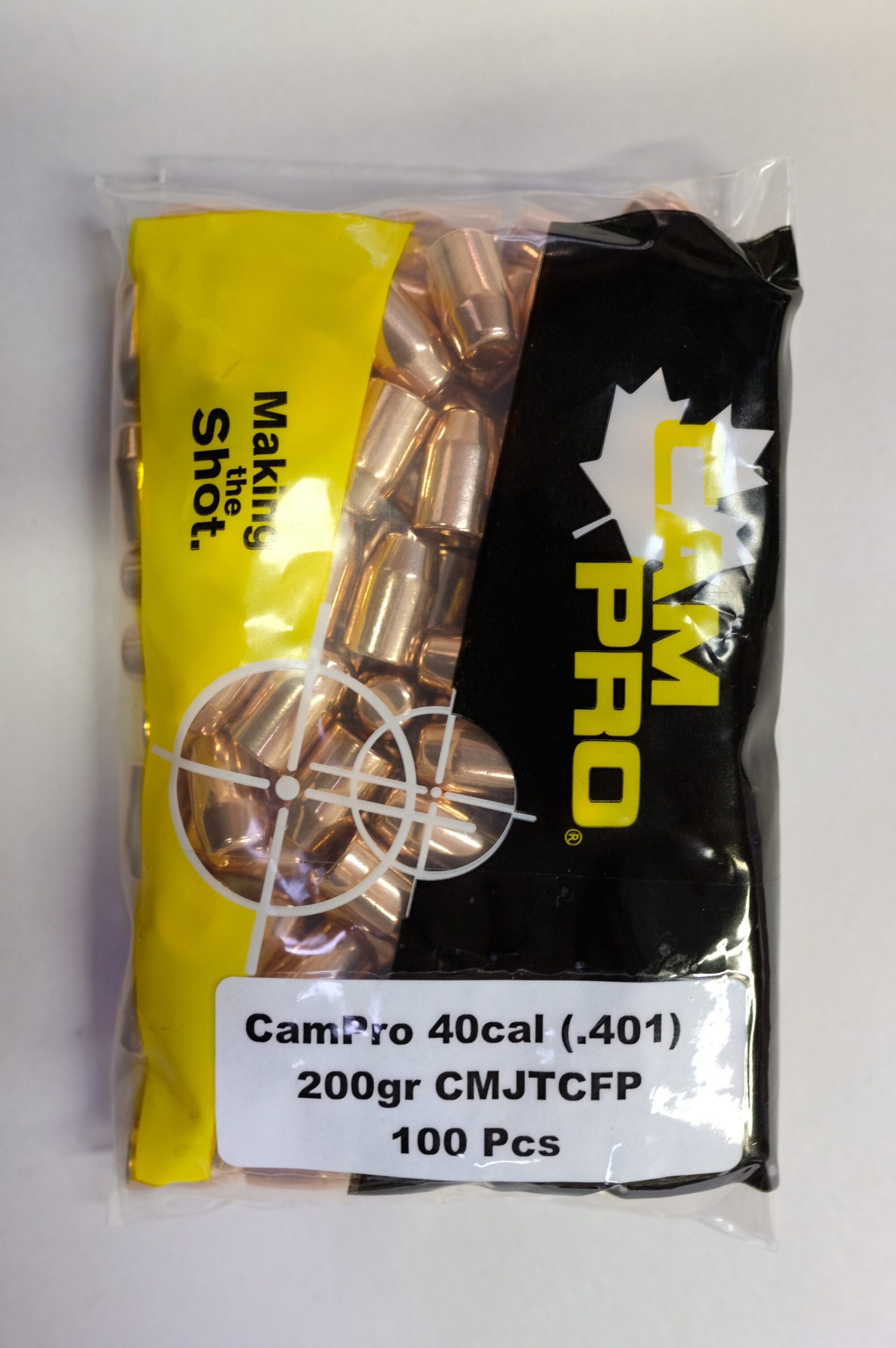 CamPro – 40cal/10mm (.401) 200gr Trunc Cone FP BULLET 100/Bag CamPro - 40cal/10mm (.401) 200gr Trunc Cone FP BULLET 100/Bag