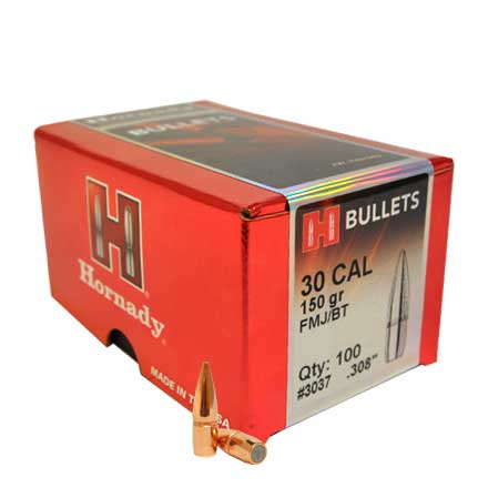 Hornady 30cal (.308) 150gr FMJBT Bullet 100/Box