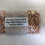 HORNADY 22c (.224) 68gr BTHP BULLET MATCH W/C 100/Bag