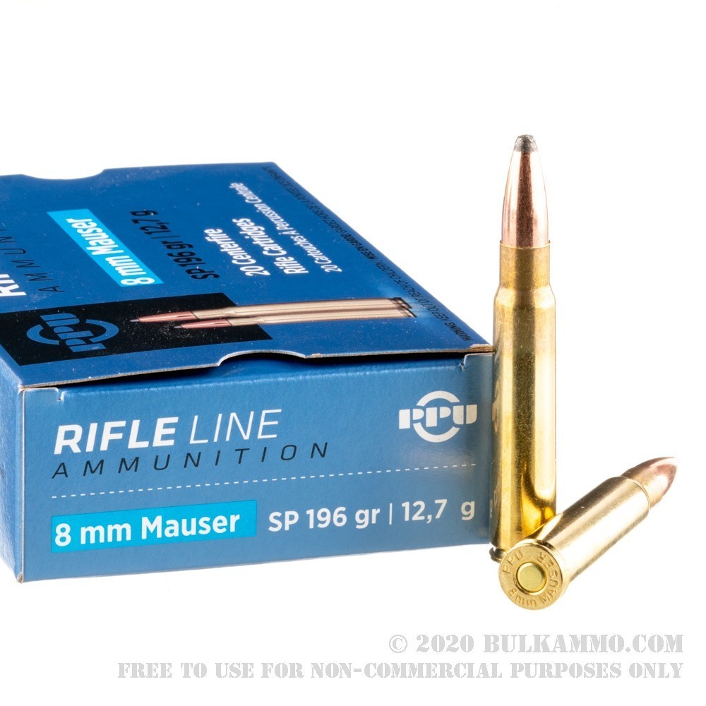 Prvi 8×57 196gr SP ammo Prvi Ammo 8x57mm JS Mauser (8mm Mauser) 196gr SP 20/Box - Image 1