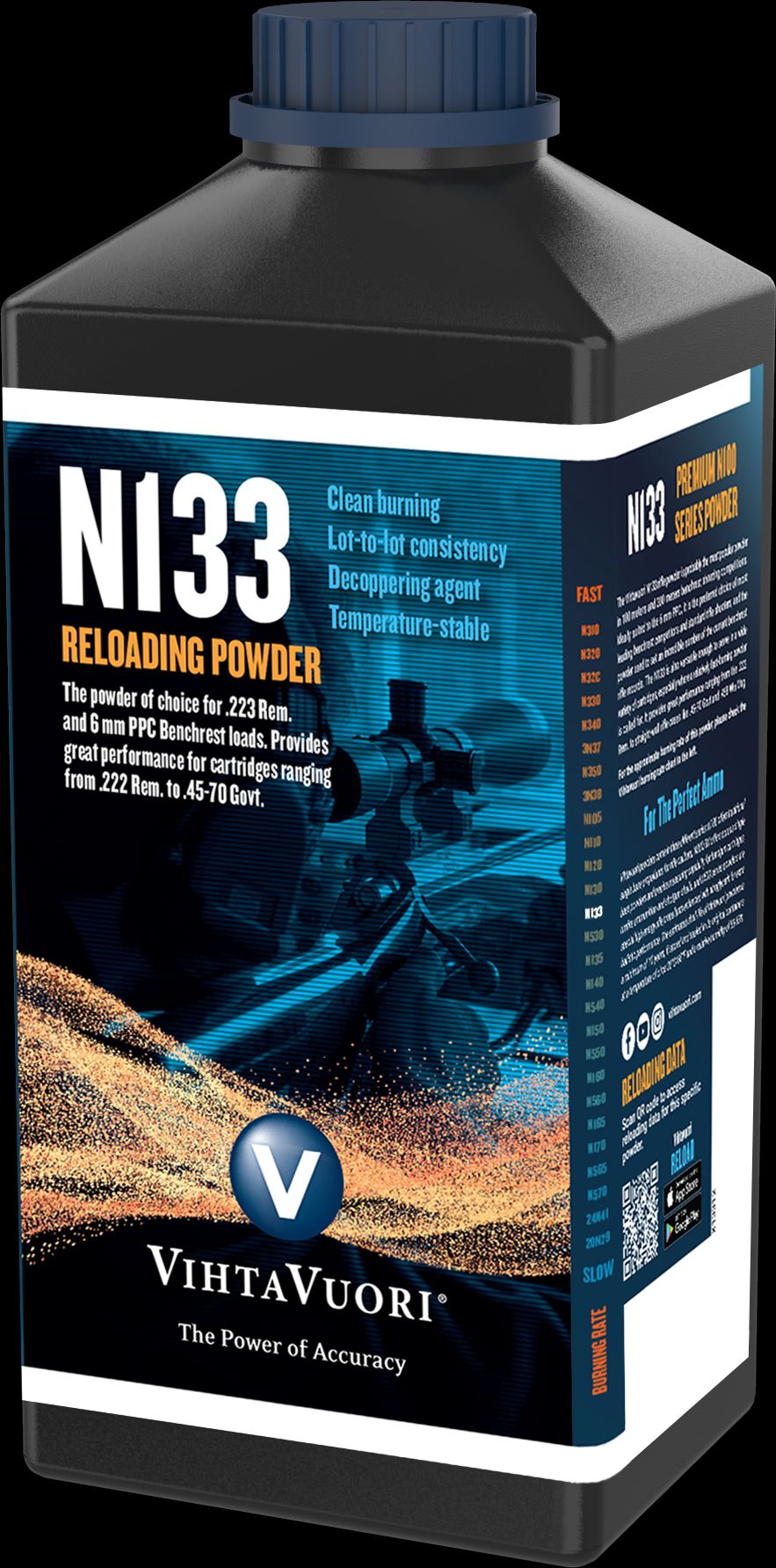 vvn133 Vihtavuori Premium N133 Reloading Powder - 1kg (2.2lb) - Image 1