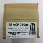 BERRY 45 (.452) 230gr HHP BULLET HYBRID-HP 500/Box