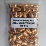 BERRY 45 (.452) 230gr HHP BULLET HYBRID-HP 100/Bag