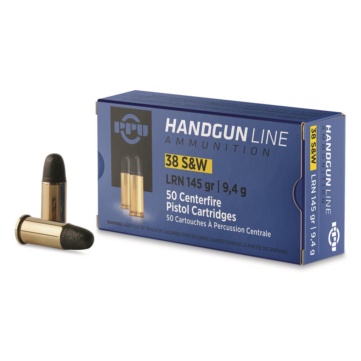 38 S&W ammo PRVI PARTIZAN AMMO 38 S&W 145gr LEAD-RN 50/Box - Image 1