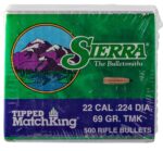 Sierra Tipped MatchKing (TMK) Bullets 22cal (.224 Dia) 69gr PTBT 500/Box