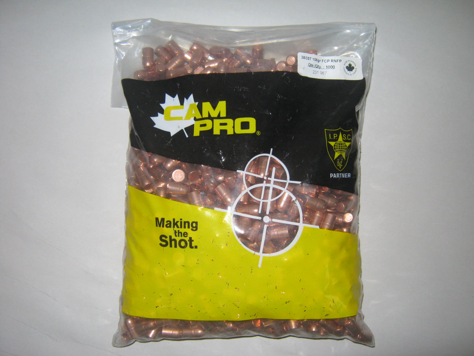Campro 38 357158gr RNFP 1K CamPro - 38/357 Cal (.357) 158gr RSFP 1000/Bag - Image 1