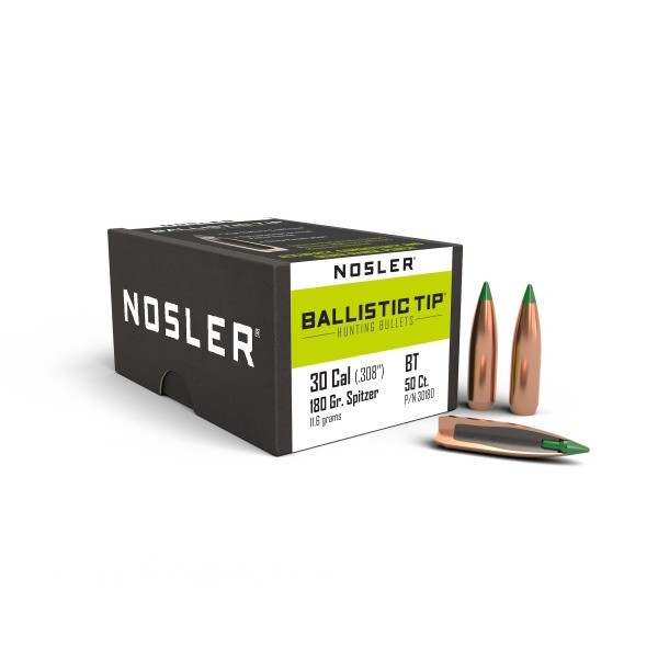NOSLER 30 (.308) 180gr Spitzr BULLET BallisticTip 50/Box
