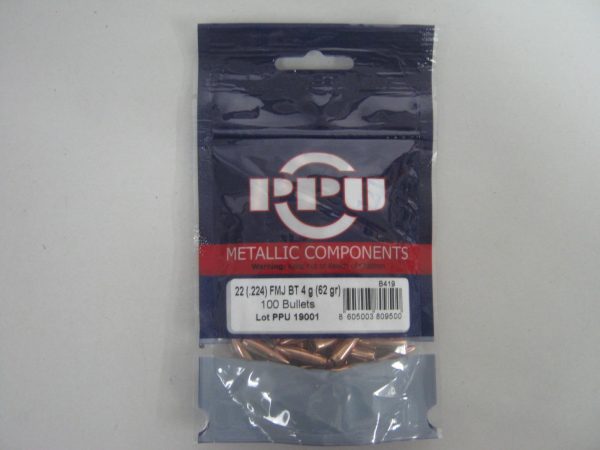 Prvi 22c (.224) 62gr FMJBT BULLET 100/Bag