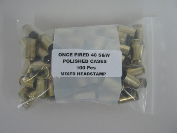 1Fired Mixed Headstamp Polished 40 S&W Casings 100-Bag