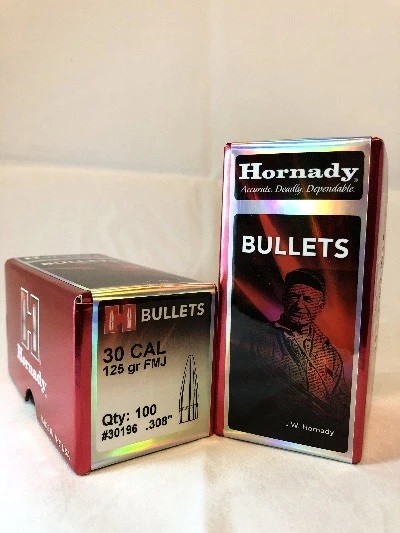 HORNADY 30c (.308) 125gr FMJ BULLET 100/Box