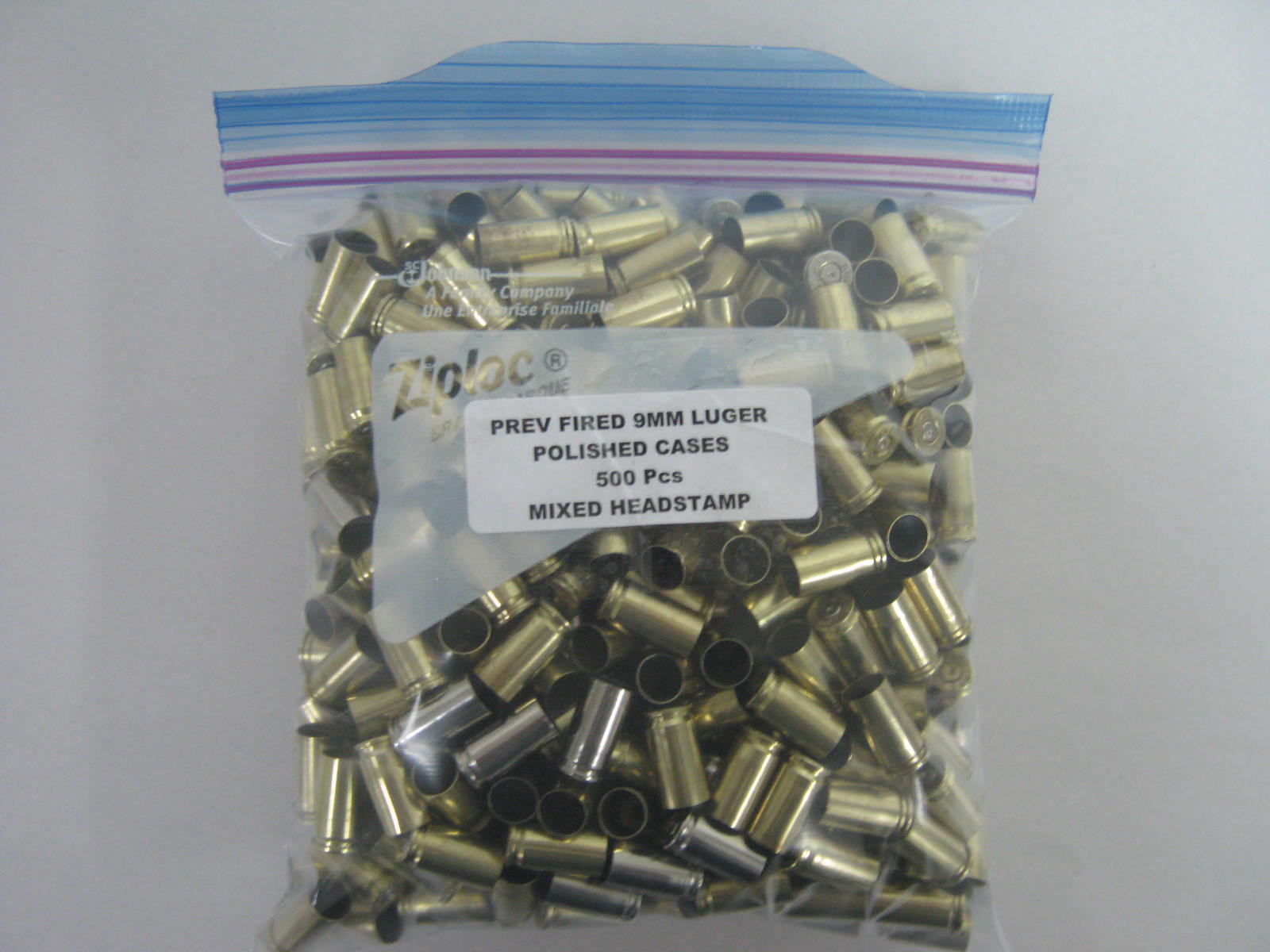 Prev Fired 9mm Brass 500 pcs Previously Fired Mixed Headstamp Polished 9mm Luger Brass & Nickel Casings 500/Bag - Image 1