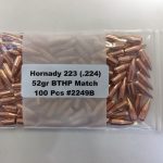 HORNADY 22c (.224) 52gr BTHP BULLET MATCH 2249B 100/Bag