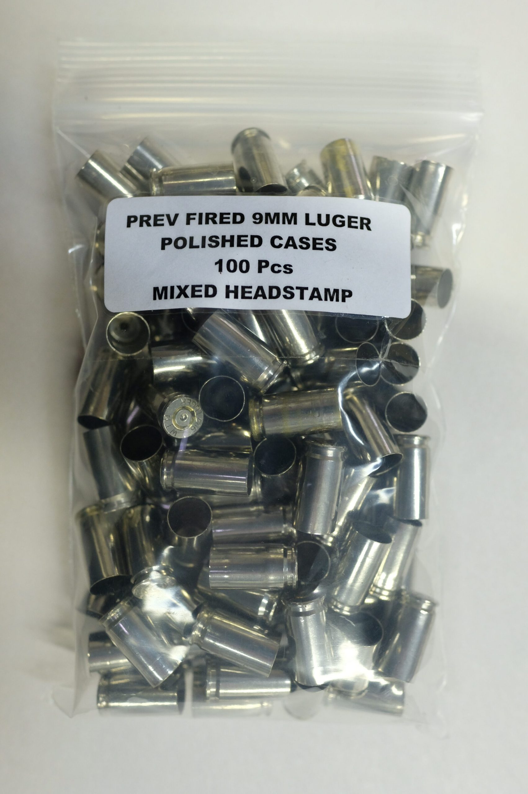Previously Fired Mixed Headstamp Polished 9mm All Nickel Casings 100/Bag Previously Fired Mixed Headstamp Polished 9mm All Nickel Casings 100/Bag