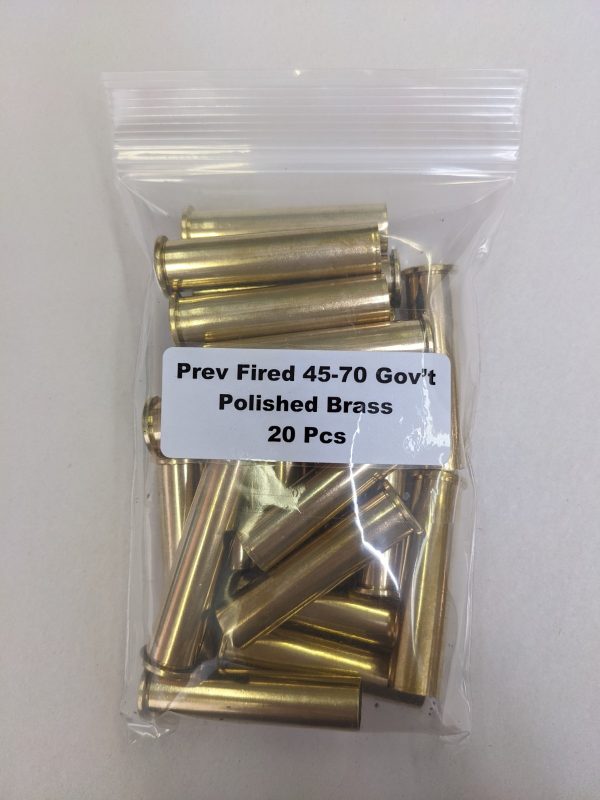 Prev Fired Mixed Headstamp Polished 45-70 Gov't Brass Cases 20/Bag
