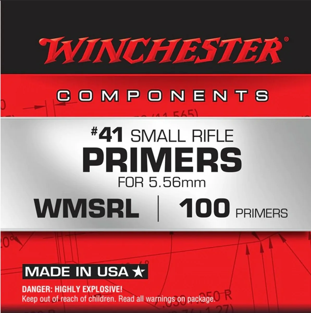 Winchester Small Rifle Primers 41 5.56 100 Sleeve Winchester Small Rifle Primers 41 5.56 100 Sleeve
