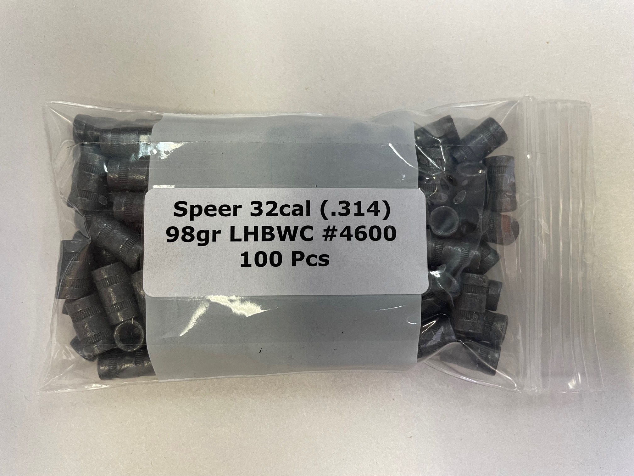 Speer 32 Caliber (.314) 98gr (32 S&W Long) Lubed Lead HBWC 100Bag Speer 32 Caliber (.314) 98gr (32 S&W Long) Lubed Lead HBWC 100Bag