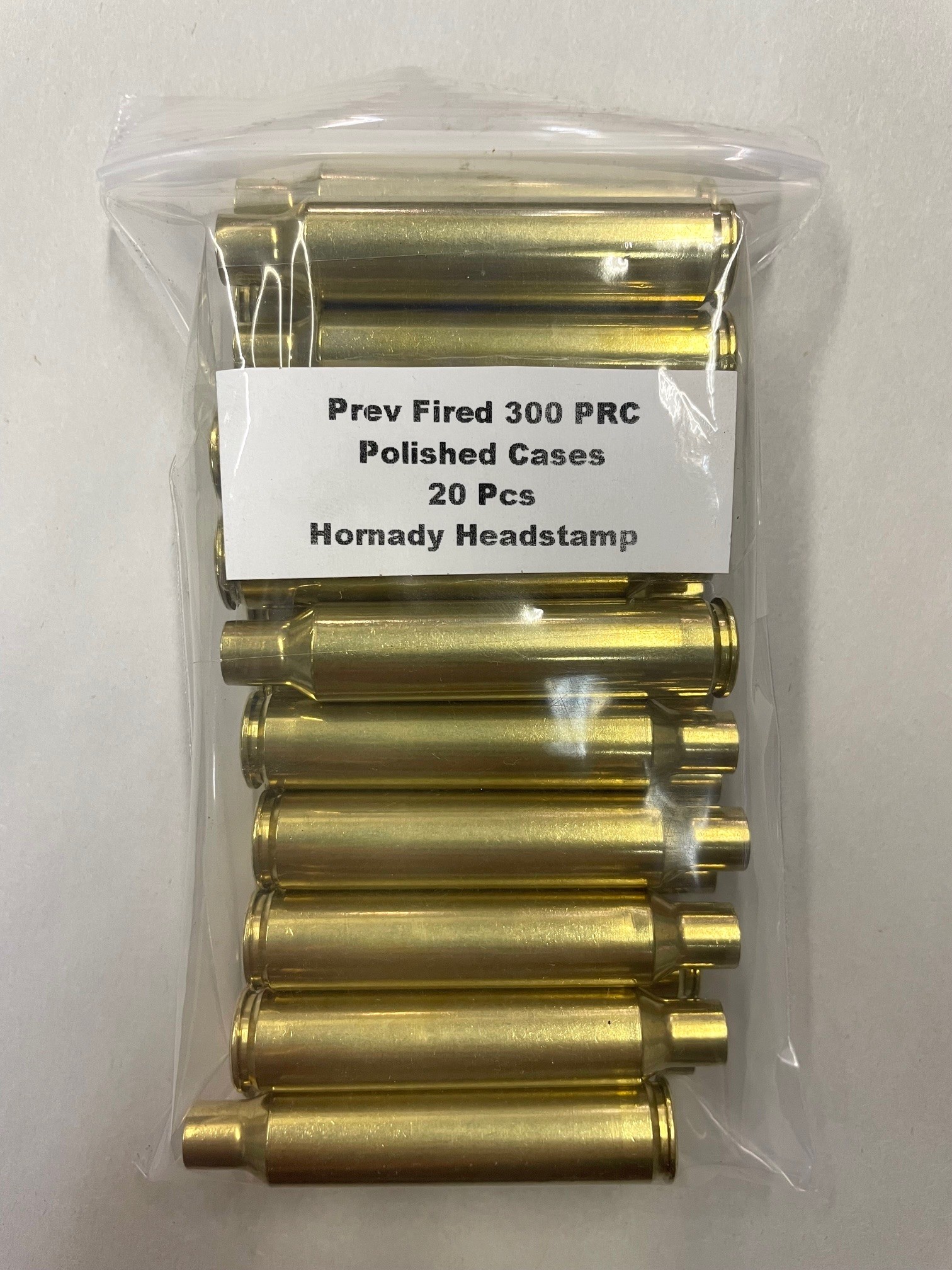 Previously Fired Hornady Headstamp Polished 300 PRC Brass Casings 20Bag Previously Fired Hornady Headstamp Polished 300 PRC Brass Casings 20Bag