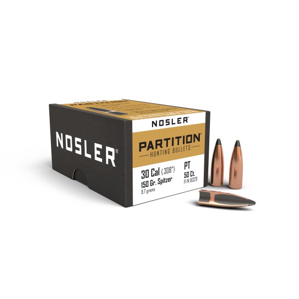 NOSLER 30 (.308) 150gr Spitzer Bullet Partition 50/Box