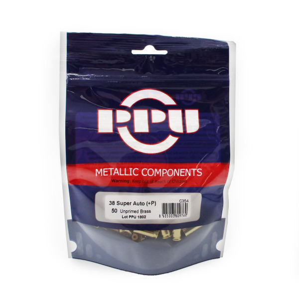 Prvi Partizan Brass 38 Super + P Unprimed Bag of 50