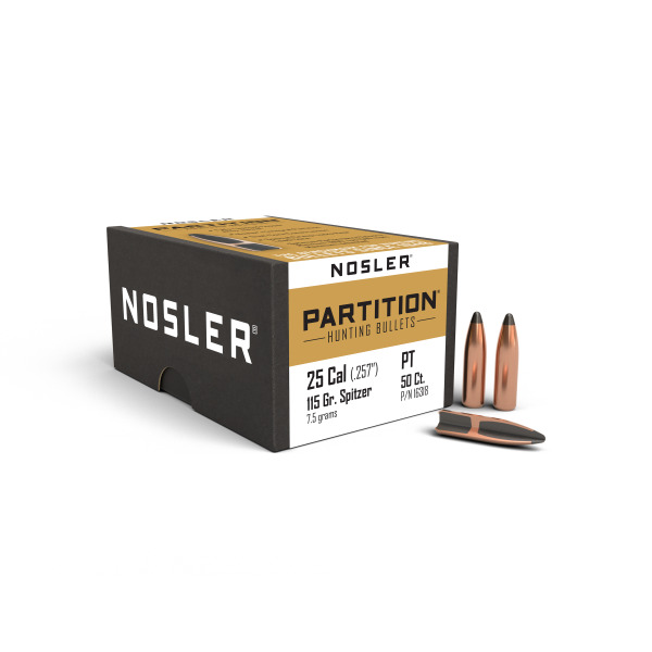NOSLER 25(.257) 115gr Spitzr BULLET Partition 50/bx