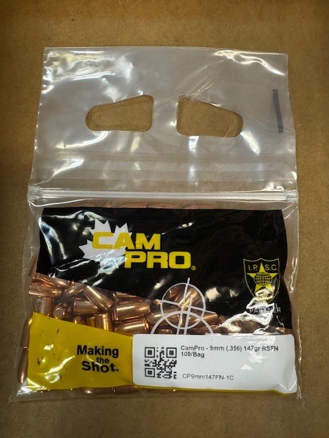 CamPro - 9mm (.355) 147gr RN 100/Bag