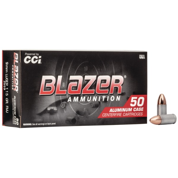 CCI AMMO 9MM 115gr FMJ BLAZER ALUM. 50/box