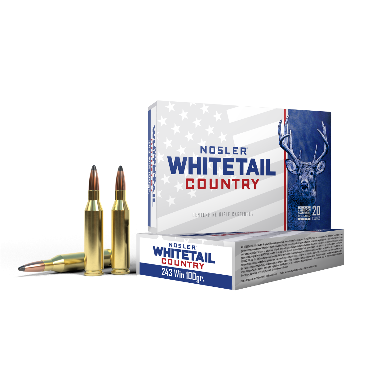 40122-243win-100gr-wtc-ammo_1_ Nosler 243 Winchester 100gr Solid Base® Whitetail Country™ Ammunition - Image 1