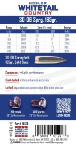 Nosler 30-06 Springfield 165gr Solid Base® Whitetail Country™ Ammunition - Image 2
