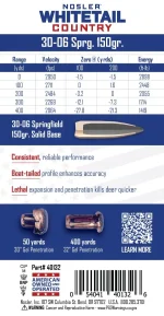 Nosler 30-06 Springfield 150gr Solid Base® Whitetail Country™ Ammunition - Image 2