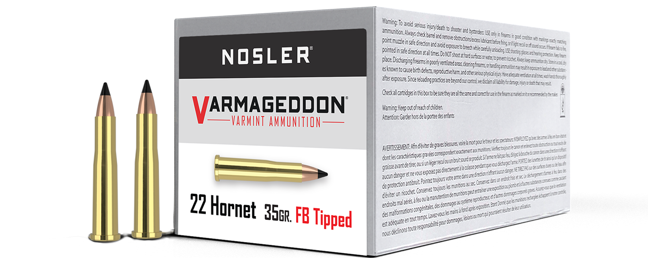 Nosler 22 Hornet 35gr Tipped Varmageddon Ammunition - Image 1